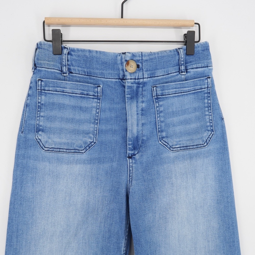 Maeve The Colette Jeans Womens 28 Blue Cropped Wide Leg High Rise Patch Pockets - Picture 2 of 11